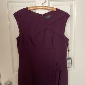 Eggplant High Neck Knee Length Dress